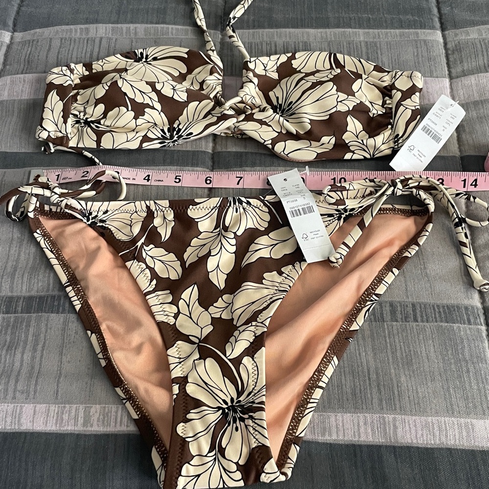 J Crew String Bikini in Chocolate Floral size Small